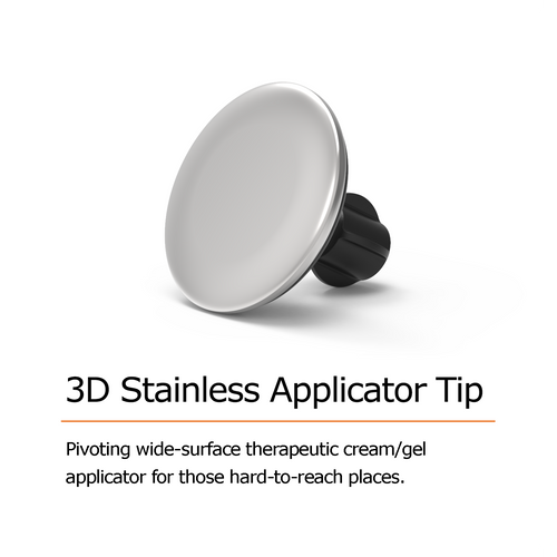 purewave cmx 3d stainless applicator tip - pivoting wide-surface therapeutic cream/gel applicator for those hard to reach places