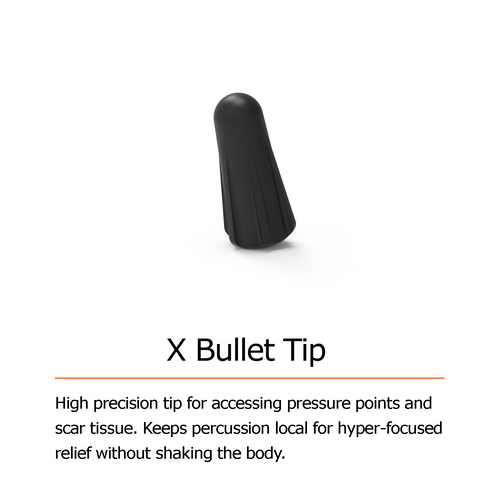 purewave cmx x bullet tip. high precision tip for accessing pressure points and scar tissue. keeps percussion local for hyper-focused relief without shaking the body